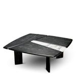 Stolik kawowy Brinton, charcoal grey, lite drewno, biały marmur