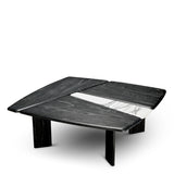 Stolik kawowy Brinton, charcoal grey, lite drewno, biały marmur