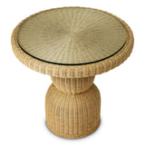 Stół do jadalni Tiago, okrągły, naturalny rattan, w zestawie blat szklany