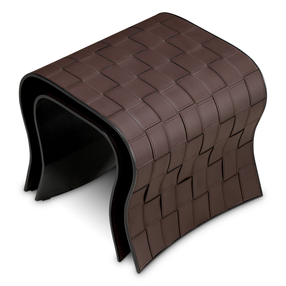 Stoliki boczne Marcello, dark brown faux leather, komplet 2 szt.