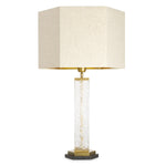 Lampa stołowa Harmonis, wykończenie mosiądz vintage, z abażurem