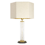 Lampa stołowa Harmonis, wykończenie mosiądz vintage, z abażurem