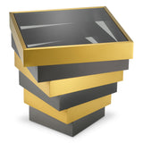 Stolik boczny Zamora, wykończenie mosiądz szczotkowany, szkło dymione