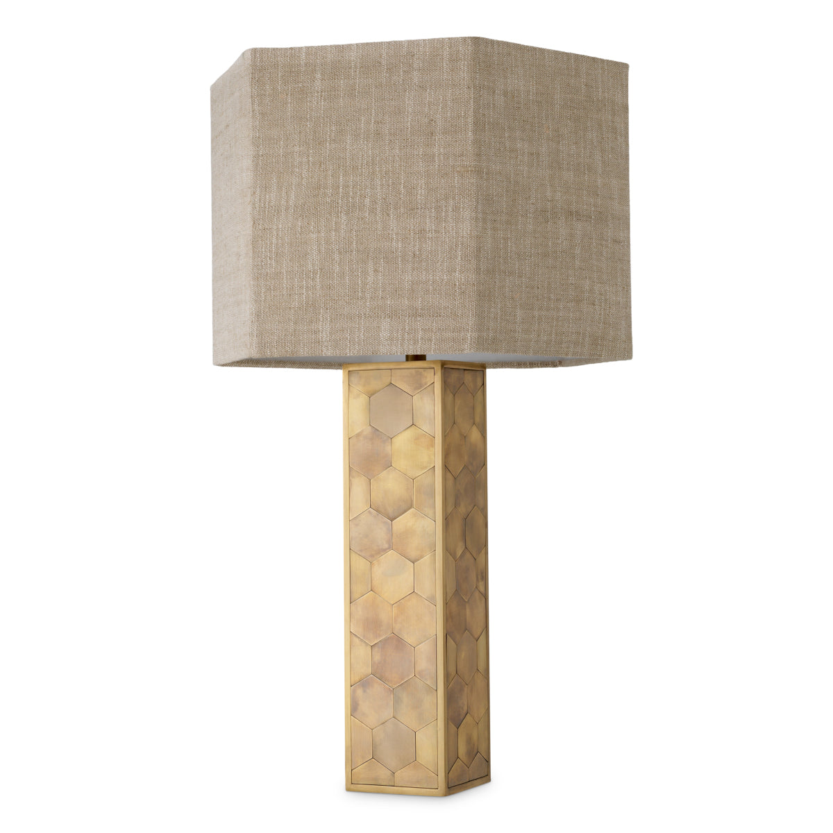 Lampa stołowa Montreux, wykończenie w mosiądzu vintage, klosz w zestawie
