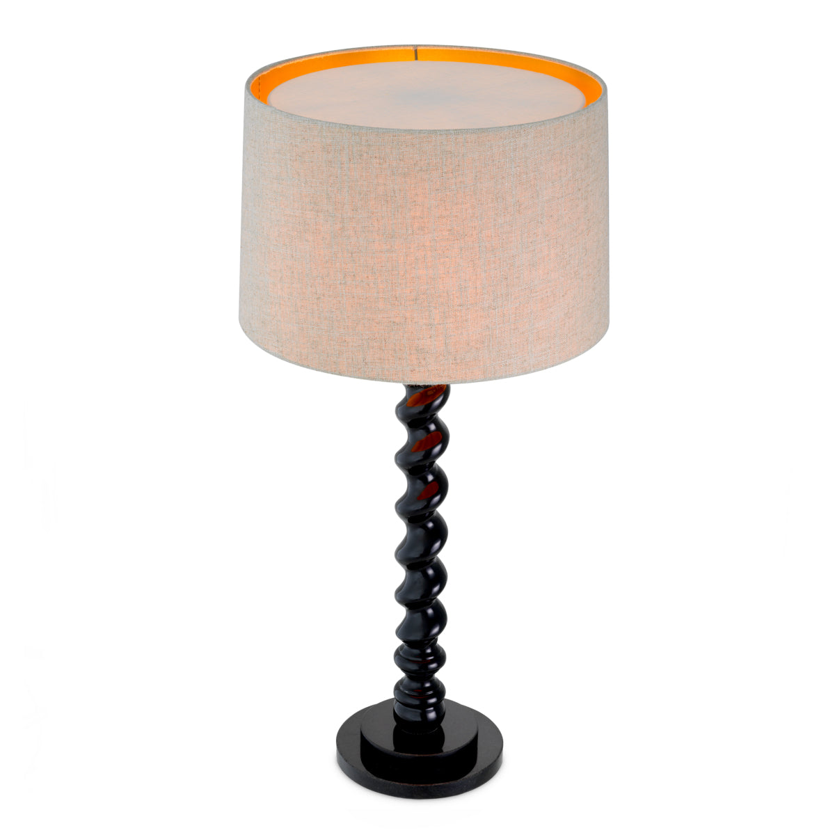Lampa stołowa Massimo, wykończenie czarny fortepian, z abażurem
