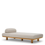 Sofa ogrodowa Nomade, naturalne drewno tekowe, tkanina Lucio piaskowa