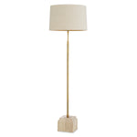 Lampa podłogowa Rialta, trawertyn, wykończenie mosiądz vintage, z abażurem