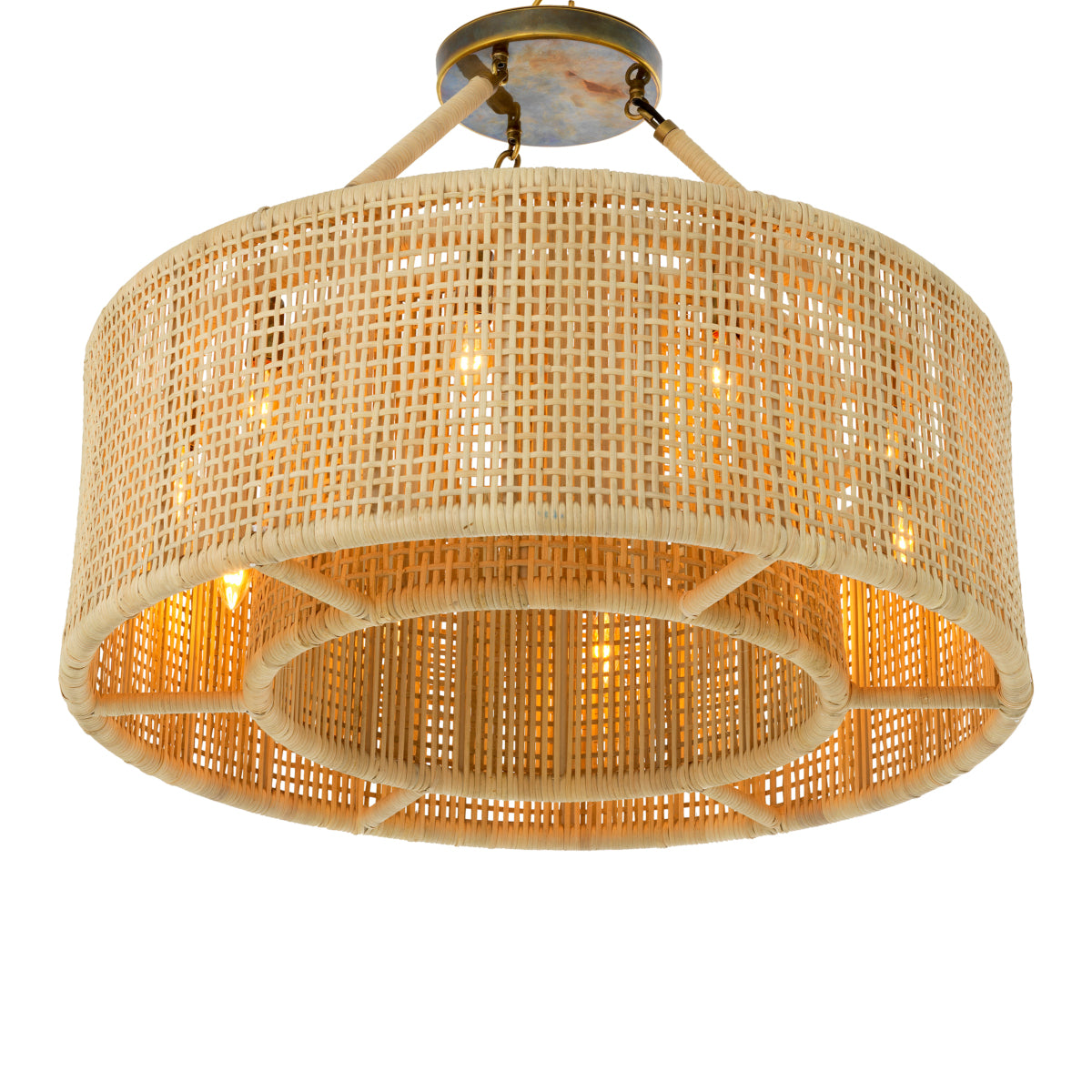 Żyrandol Bernardi, naturalny rattan