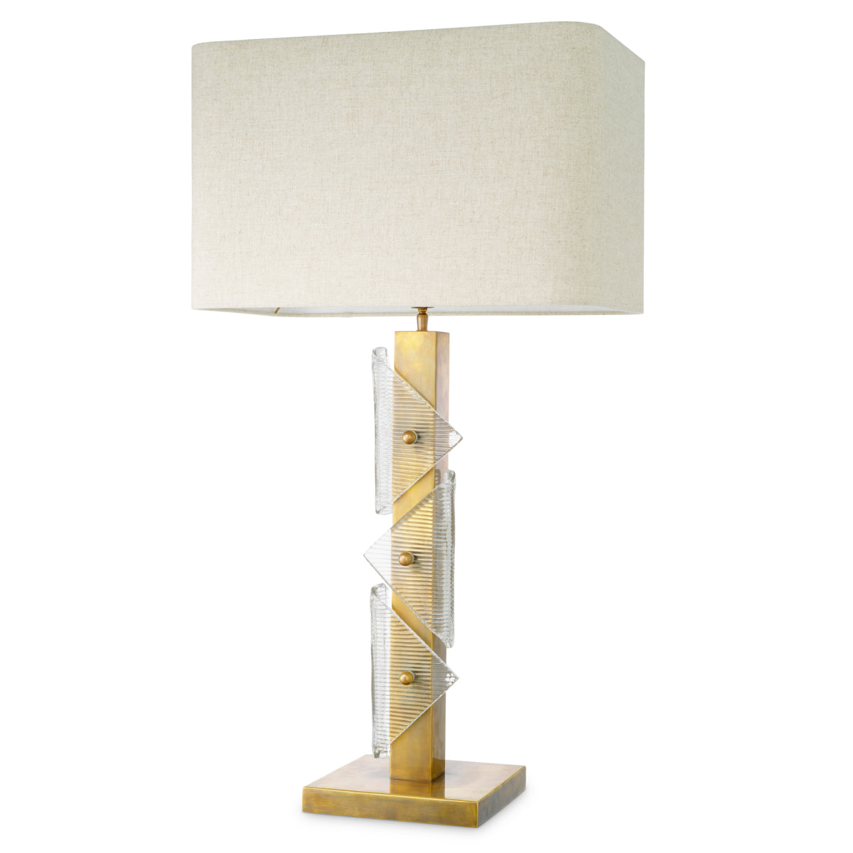 Lampa stołowa Mirabella, wykończenie mosiądz vintage, z abażurem