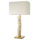 Lampa stołowa Mirabella, wykończenie mosiądz vintage, z abażurem