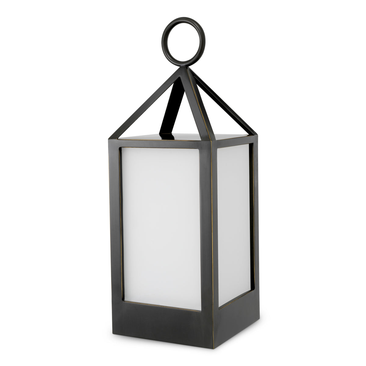 Lampa ogrodowa Riserva S, wykończenie brązowe z połyskiem, białe szkło