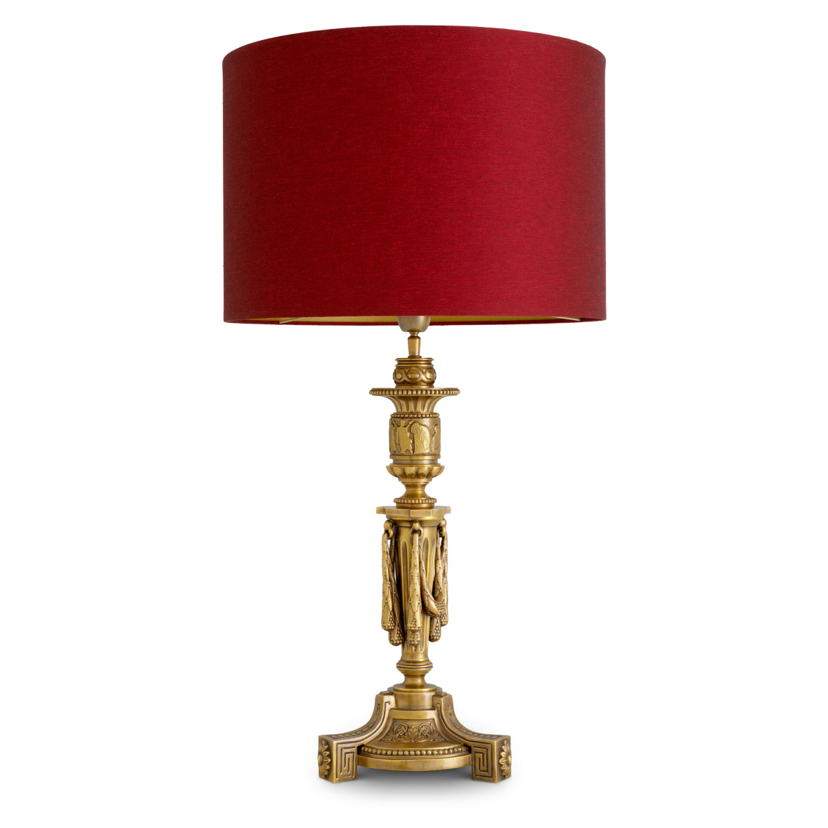 Lampa stołowa Francis, wykończenie złoto antyczne, z abażurem