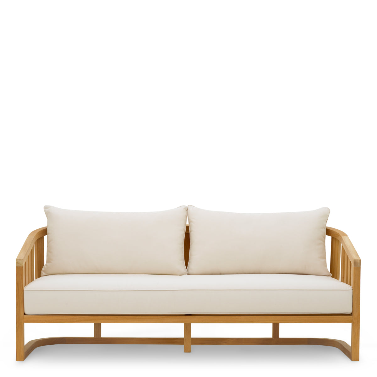 Sofa ogrodowa Aruba, naturalne drewno tekowe, w zestawie poduszki z płótna Sunbrella
