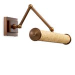 Lampa ścienna Luca L, rattan, wykończenie mosiądz antyczny