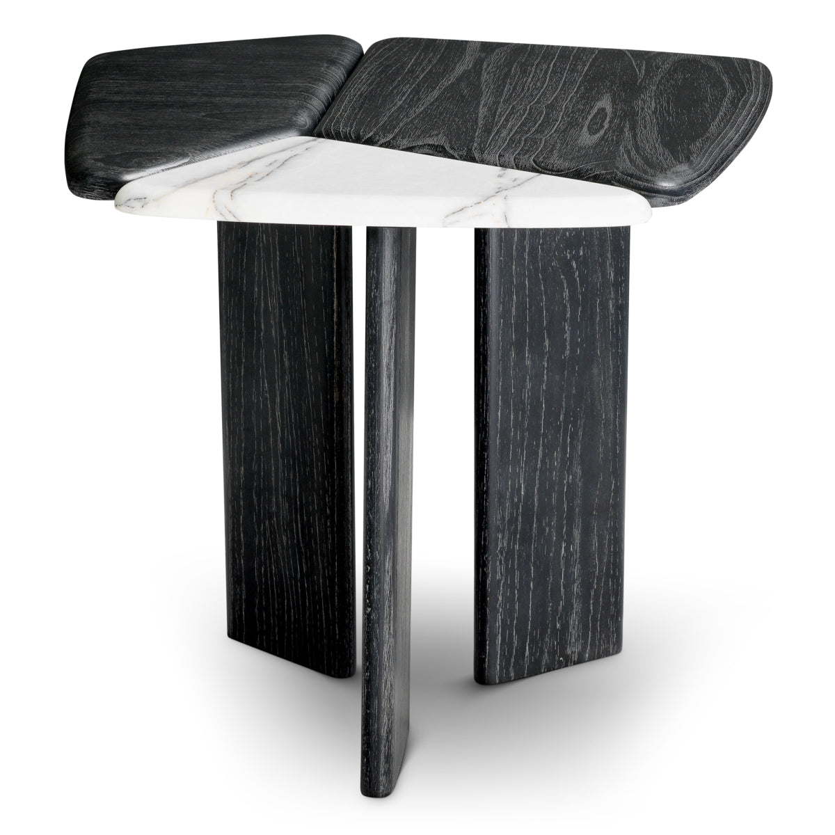 Stolik boczny Brinton, charcoal grey, lite drewno, biały marmur