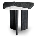 Stolik boczny Brinton, charcoal grey, lite drewno, biały marmur