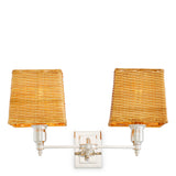 Lampa ścienna Lexington Double, wykończenie niklowe, z abażurami rattanowymi