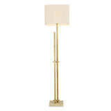 Lampa podłogowa Destino, wykończenie mosiądz vintage, z abażurem