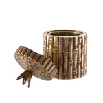 Pudełko Bamboo, okrągłe, wykończenie mosiądz vintage