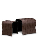 Stoliki boczne Marcello, dark brown faux leather, komplet 2 szt.
