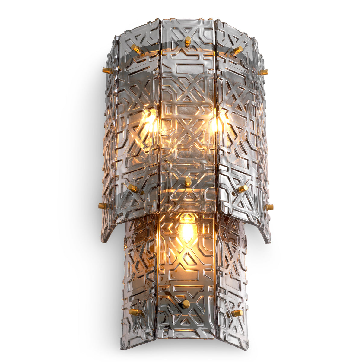 Lampa ścienna Georgette, wykończenie bronze, jasnodymione szkło
