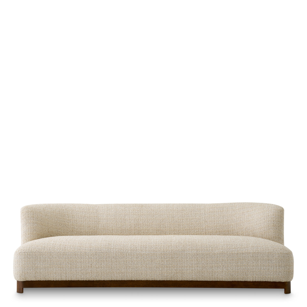 Sofa Stelvio, wykończenie orzechowe, tkanina szenilowa Winslow, beż