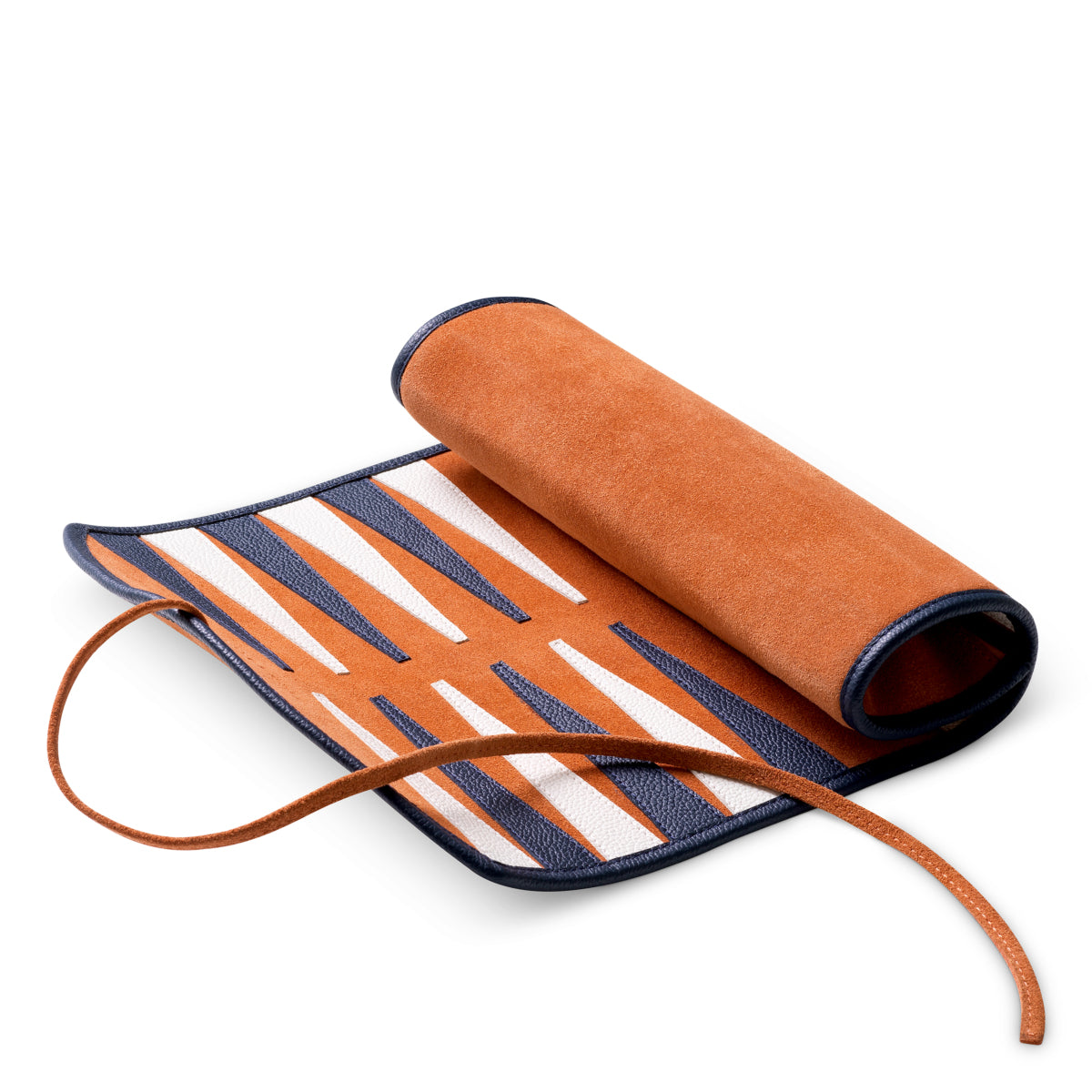 Backgammon Monte Lago, zestaw podróżny, blue leather, orange suede
