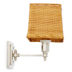 Lampa ścienna Lexington Single, wykończenie niklowe, z abażurem rattanowym