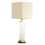 Lampa stołowa Harmonis, wykończenie mosiądz vintage, z abażurem