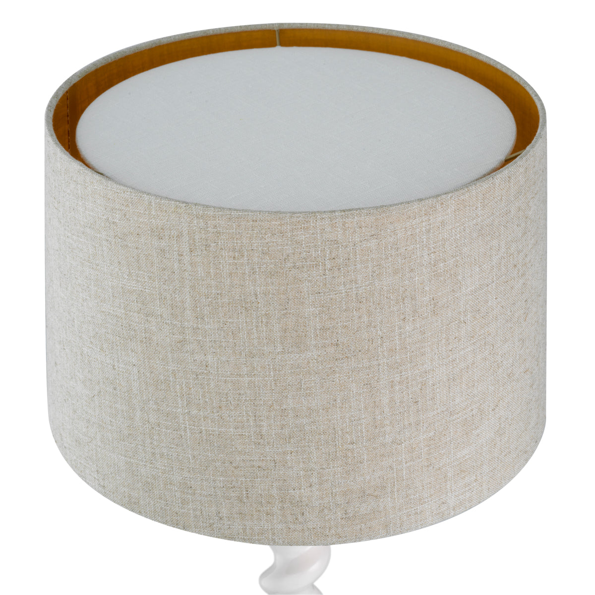 Lampa stołowa Massimo, wykończenie biały fortepian, z abażurem