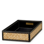 Zestaw na biurko Taos, black leather, natural rattan, komplet 2 szt.