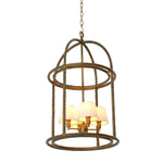 Lampa wisząca Montrose, wykończenie w stylu vintage mosiądzu, w zestawie białe klosze