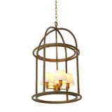 Lampa wisząca Montrose, wykończenie w stylu vintage mosiądzu, w zestawie białe klosze