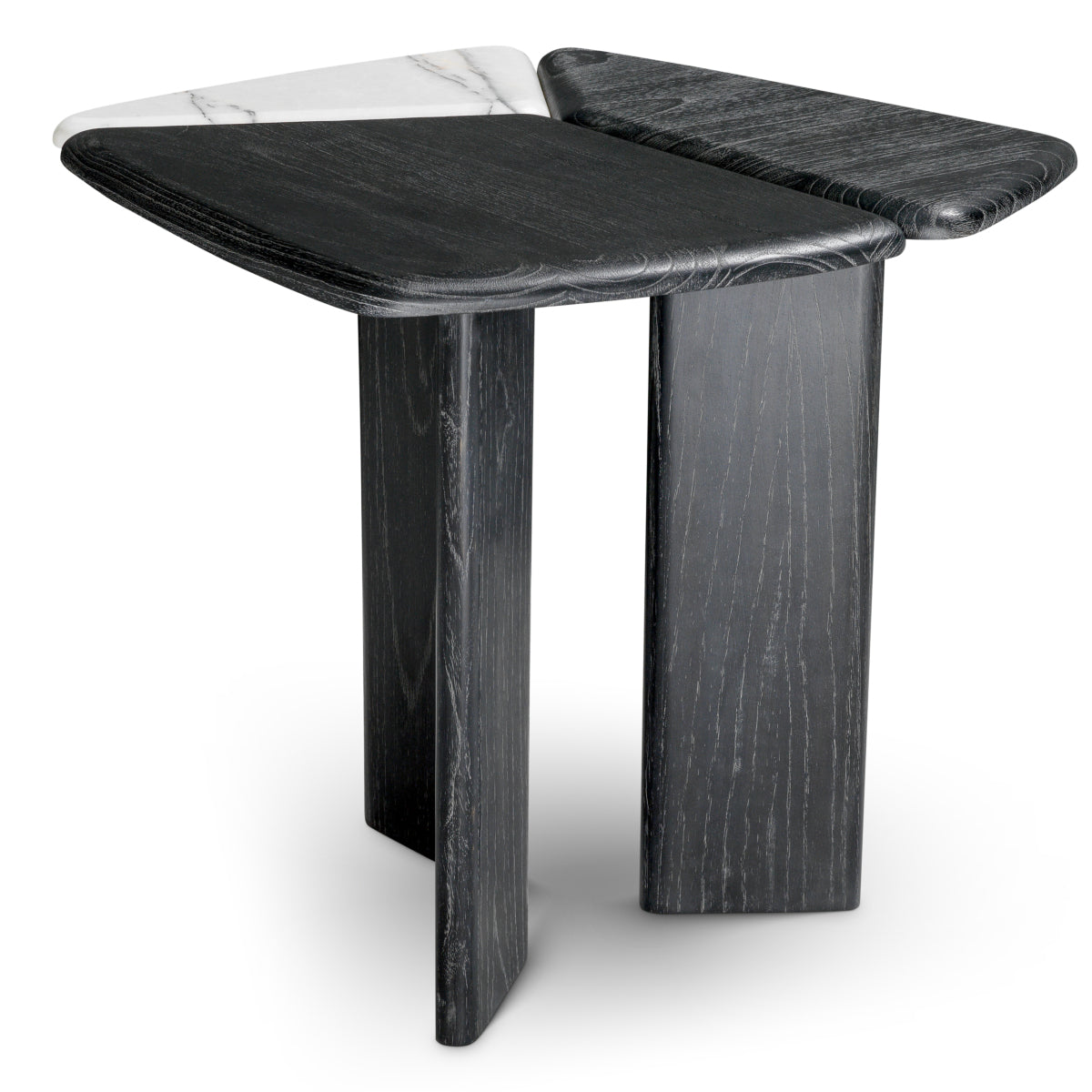 Stolik boczny Brinton, charcoal grey, lite drewno, biały marmur