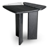 Stolik boczny Brinton, charcoal grey, lite drewno, biały marmur