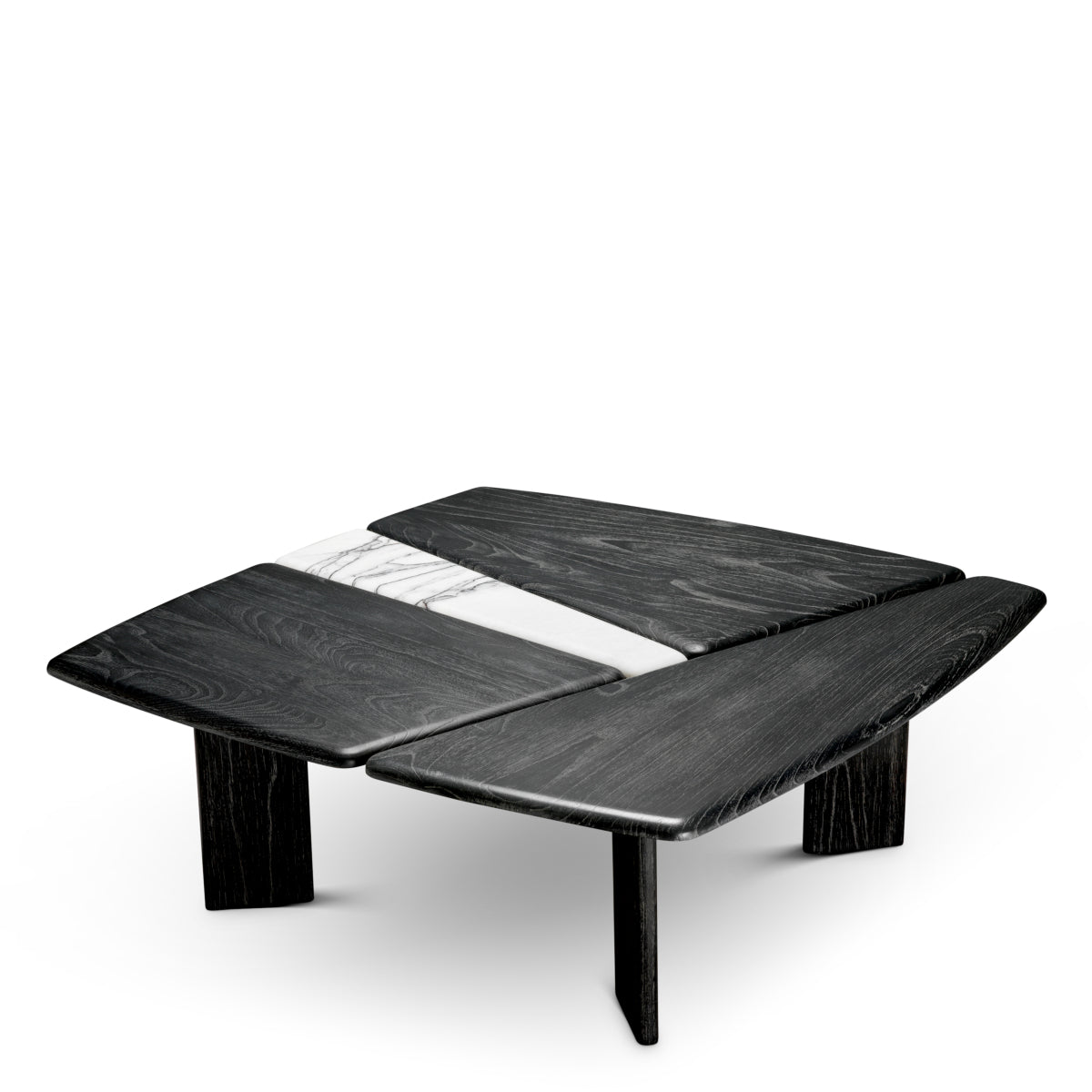 Stolik kawowy Brinton, charcoal grey, lite drewno, biały marmur