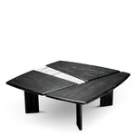 Stolik kawowy Brinton, charcoal grey, lite drewno, biały marmur