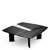 Stolik kawowy Brinton, charcoal grey, lite drewno, biały marmur