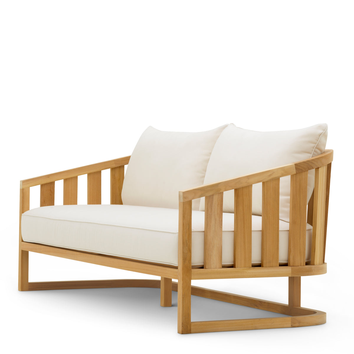 Sofa ogrodowa Aruba, naturalne drewno tekowe, w zestawie poduszki z płótna Sunbrella