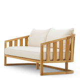 Sofa ogrodowa Aruba, naturalne drewno tekowe, w zestawie poduszki z płótna Sunbrella