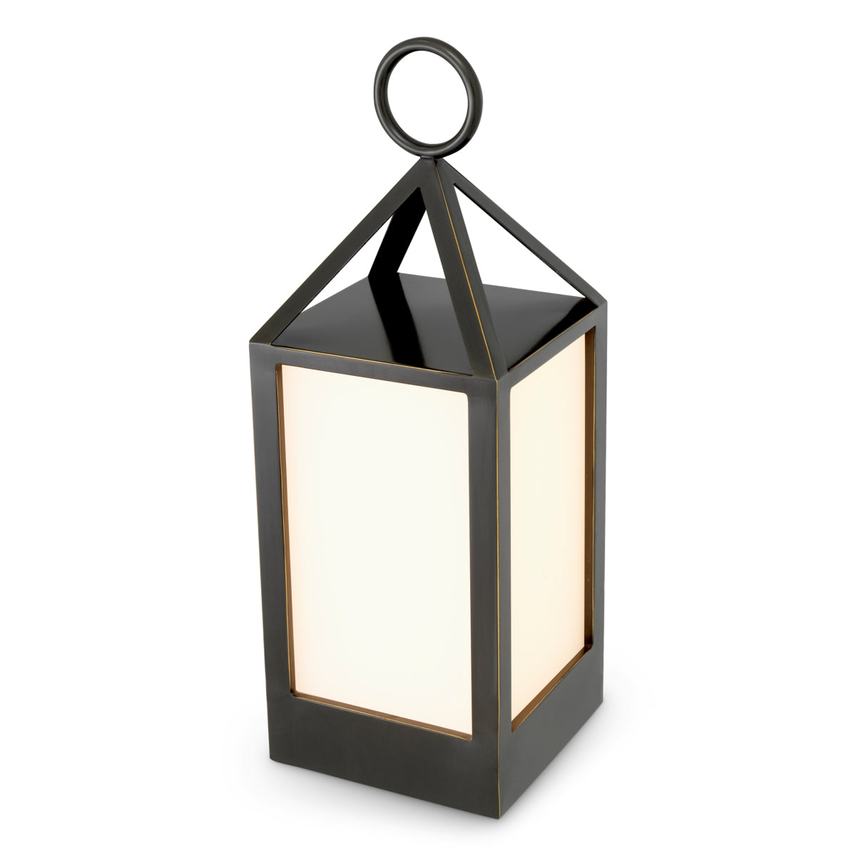 Lampa ogrodowa Riserva S, wykończenie brązowe z połyskiem, białe szkło