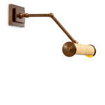 Lampa ścienna Luca S, rattan, wykończenie mosiądz antyczny
