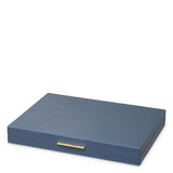 Backgammon South Shore, zestaw prezentowy, blue leather, orange suede