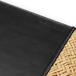 Podkładka na biurko Taos, black leather, natural rattan