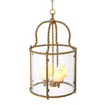 Lampa wisząca Preston, wykończenie w stylu vintage mosiądzu, w zestawie białe klosze