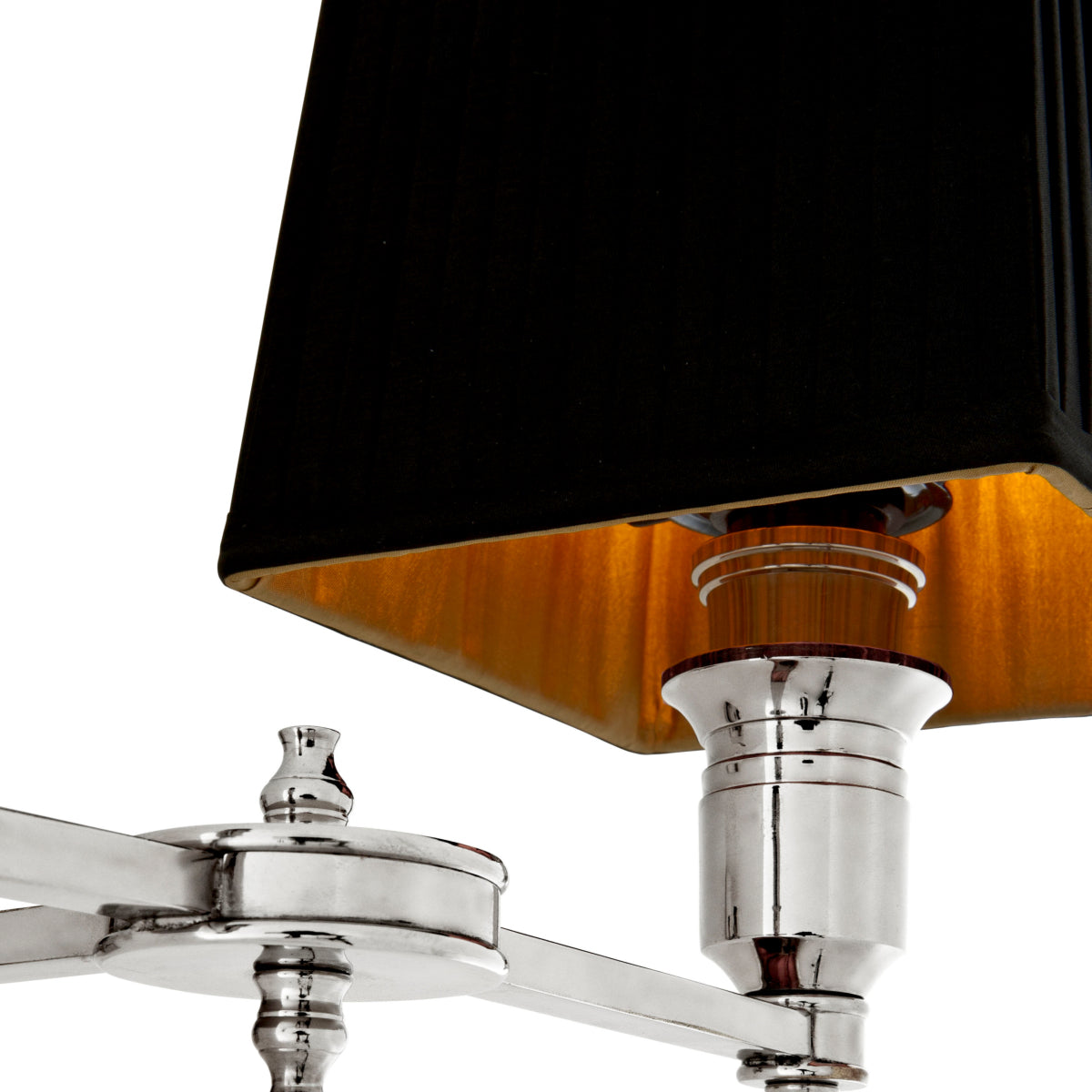 Lampa ścienna Lexington Double, wykończenie niklowe, z czarnymi abażurami