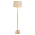 Lampa podłogowa Rialta, trawertyn, wykończenie mosiądz vintage, z abażurem