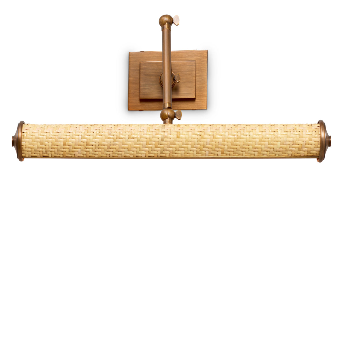 Lampa ścienna Luca L, rattan, wykończenie mosiądz antyczny