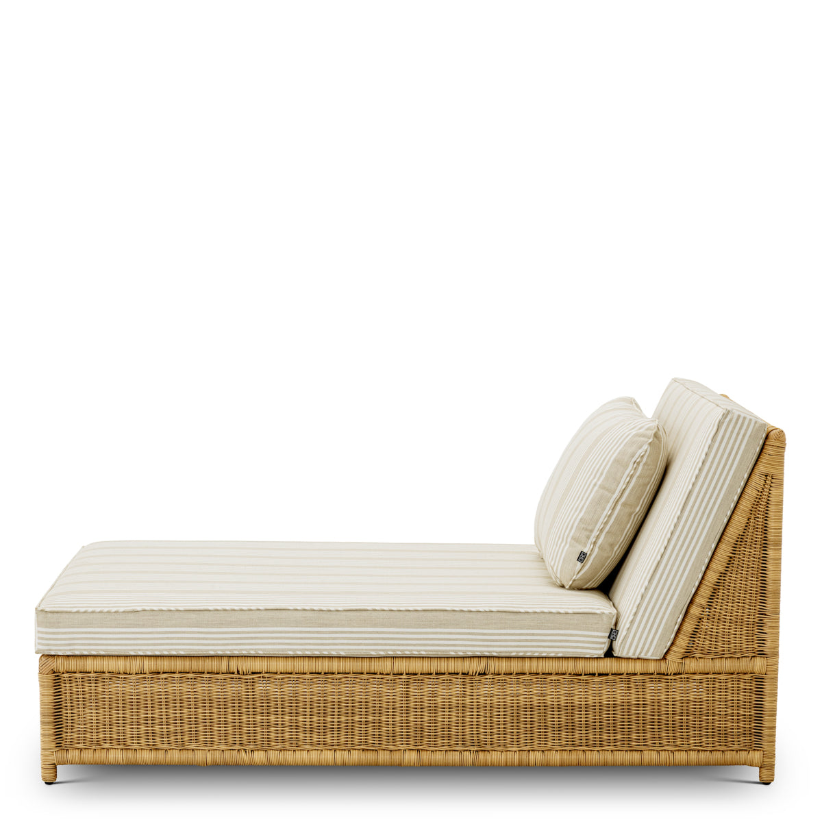 Modułowe łoże ogrodowe Hampton Single, sztuczny rattan, tkanina Saville, beż