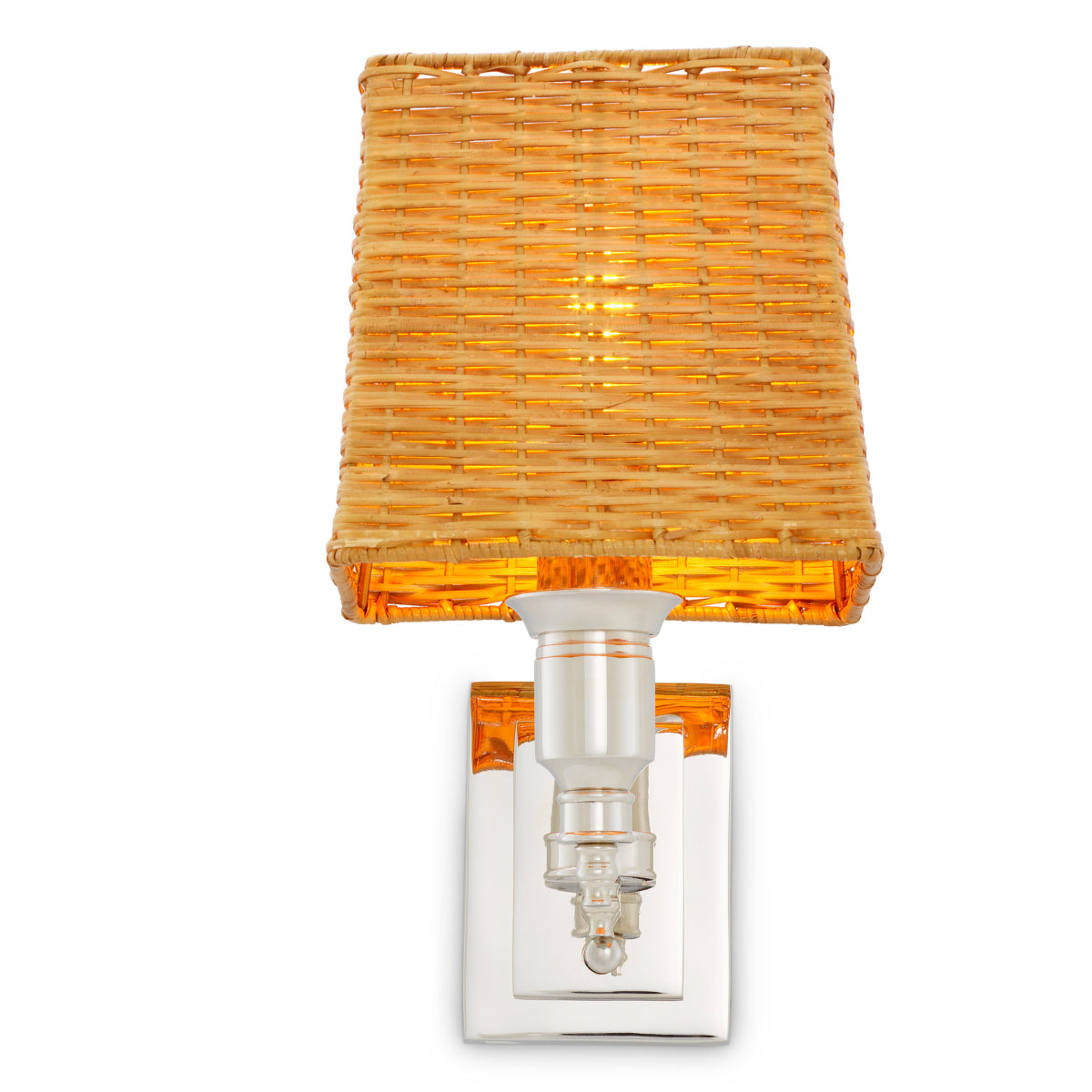 Lampa ścienna Lexington Single, wykończenie niklowe, z abażurem rattanowym